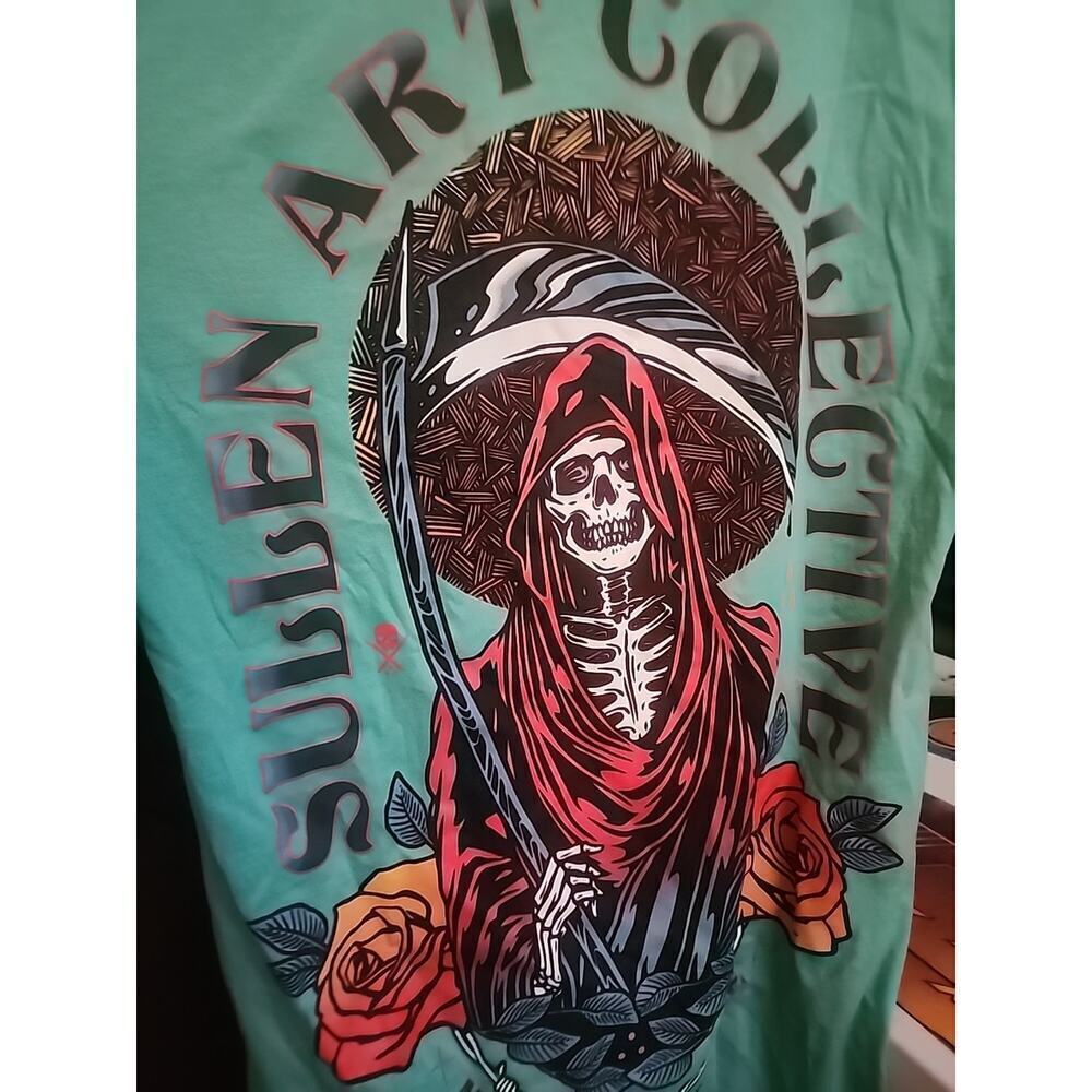 Sullen Pin Up Street Bike‎ Gothic Tattoo Art Mens Tee Gate Keeper Small A119 Nwt